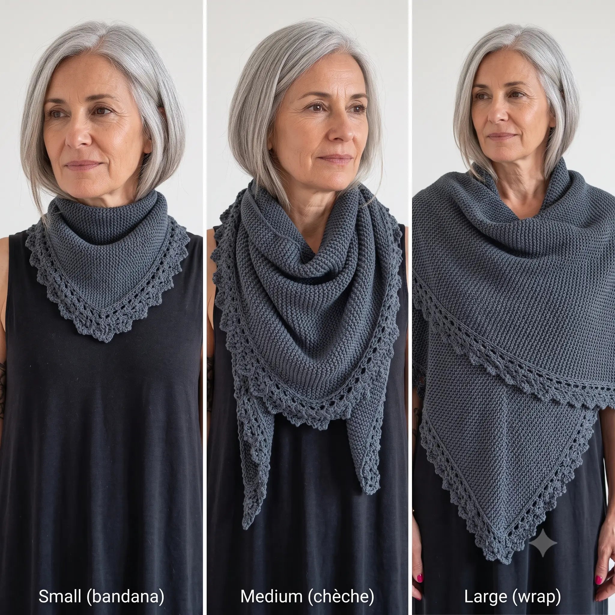 Knit Shawl Pattern PDF, Triangle Shawl Knitting Pattern, Garter Stitch Wrap with Lace Border, 3 Sizes, Beginner Friendly Instant Download