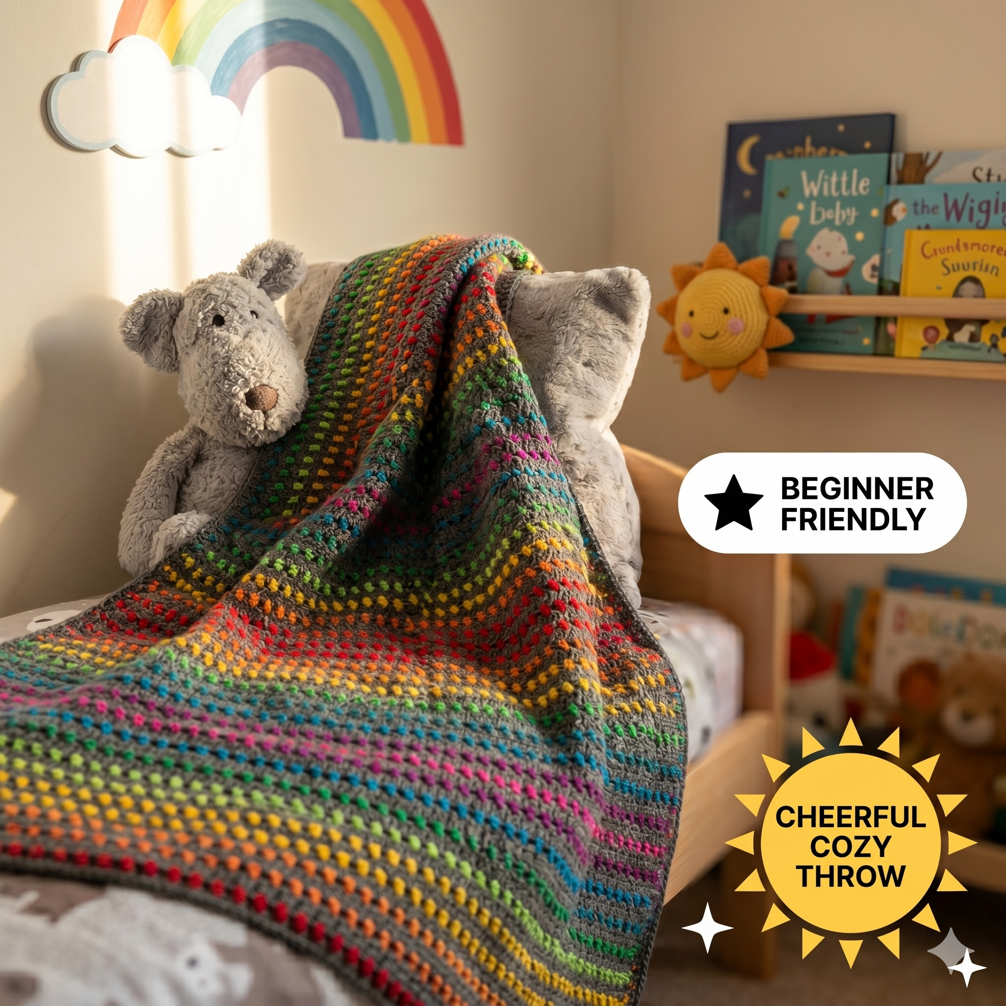 Rainbow Through the Storm Crochet Blanket Pattern (PDF digital download Written in English with UK crochet terms)