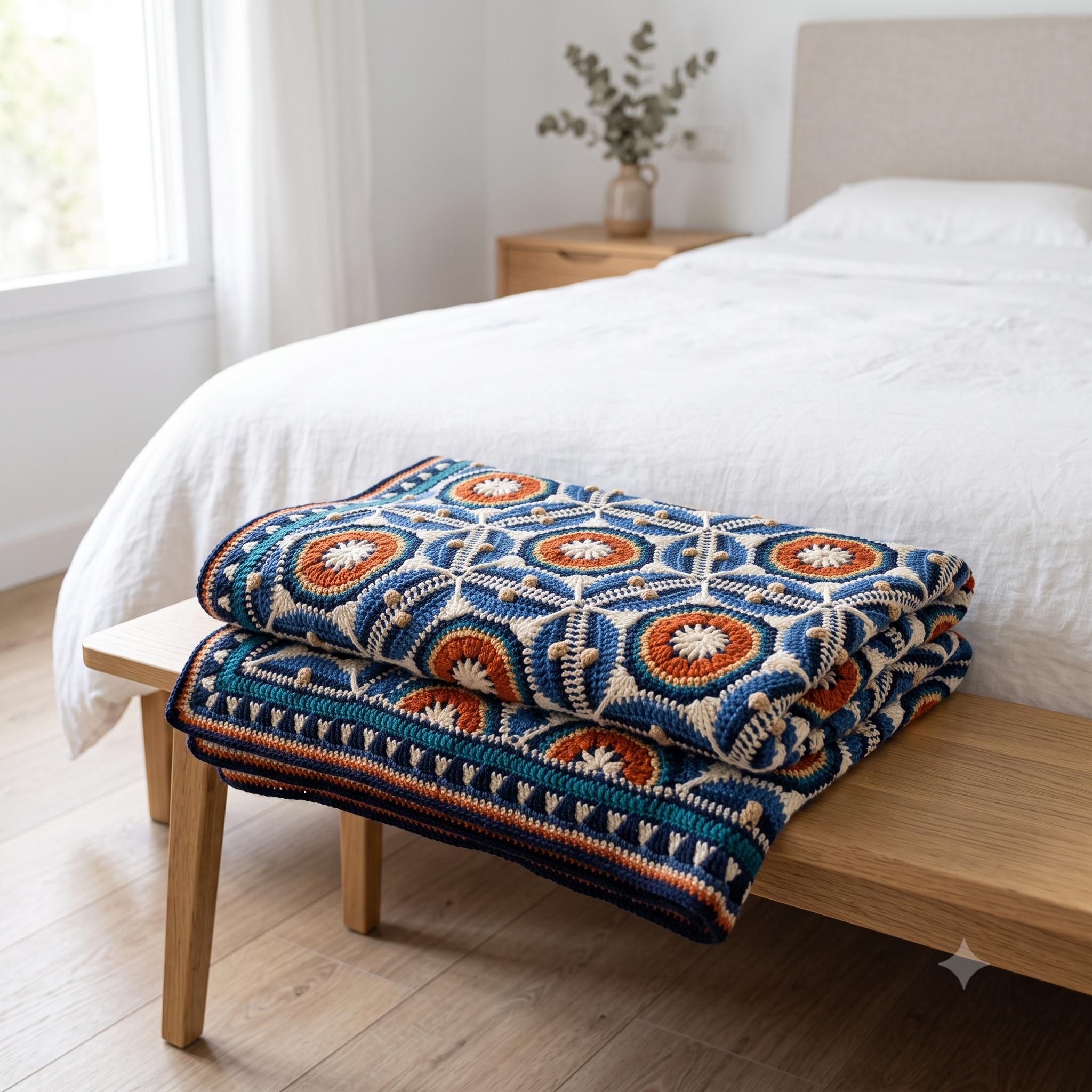 Sevilla Crochet Blanket Pattern PDF, Moorish Tile Inspired Throw, Colorful Medallion Blanket, UK & US Terms, Instant Download